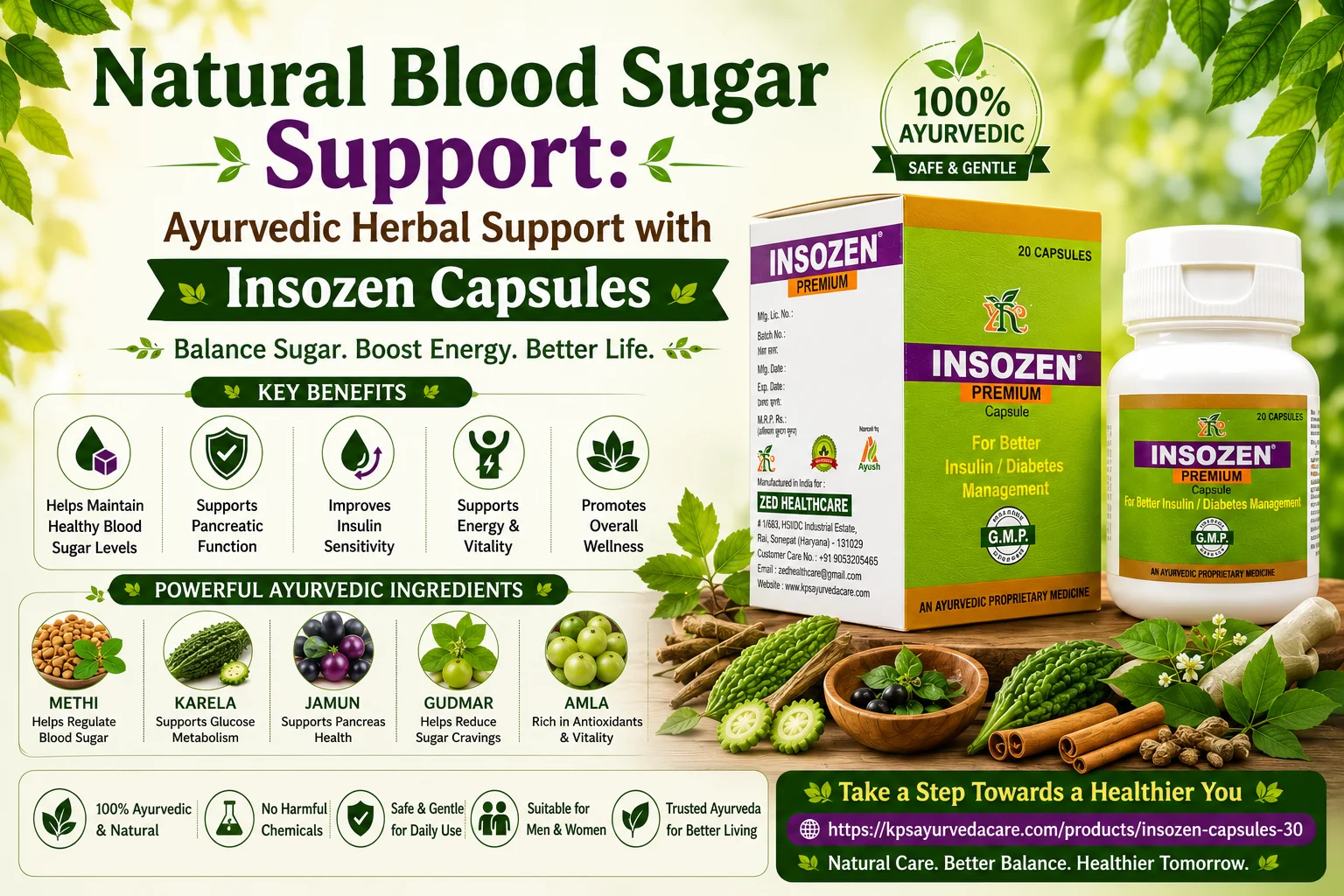 Natural Blood Sugar Wellness: Ayurvedic Herbal Support with Insozen Capsules