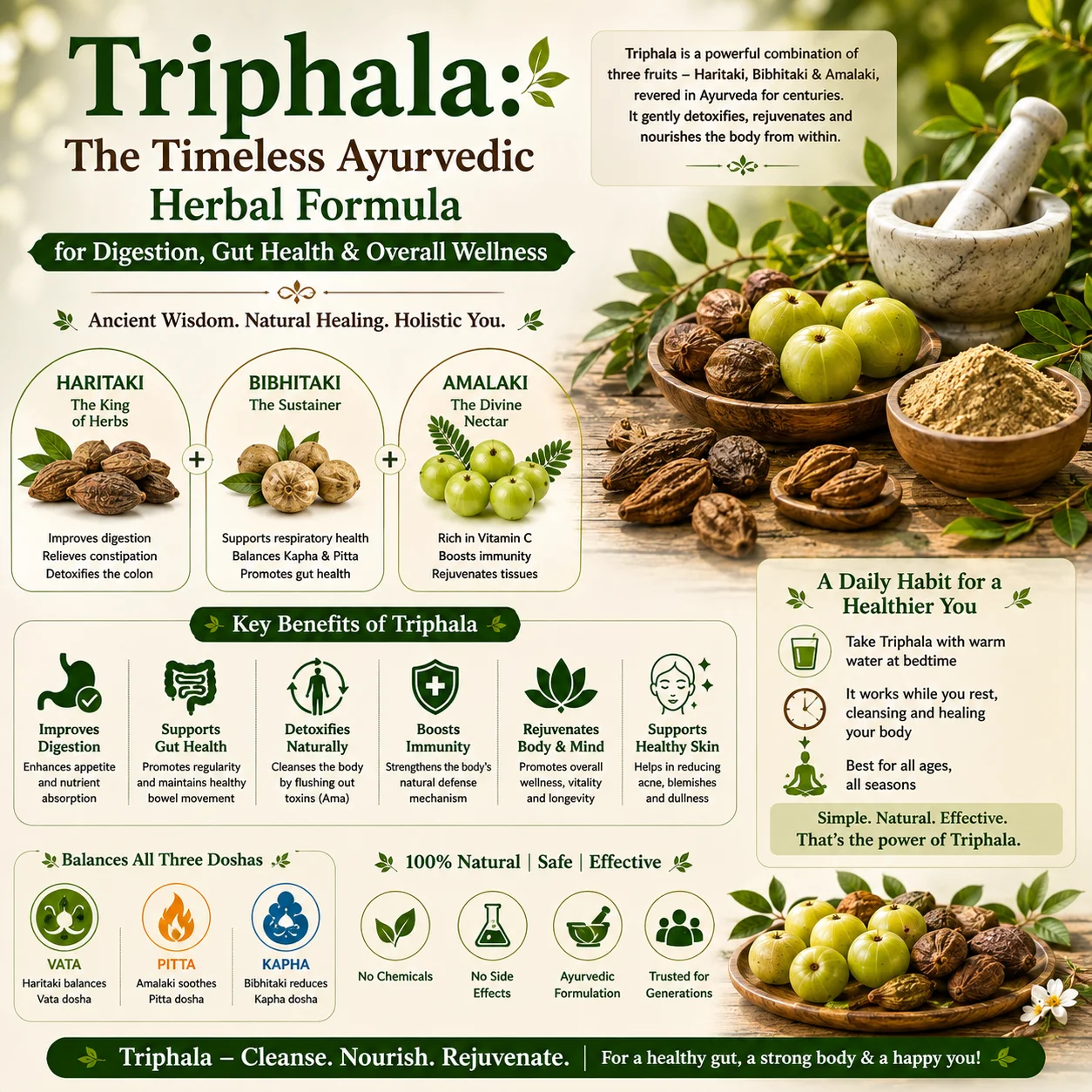 Triphala: The Timeless Ayurvedic Herbal Formula for Digestion, Gut Health & Overall Wellness