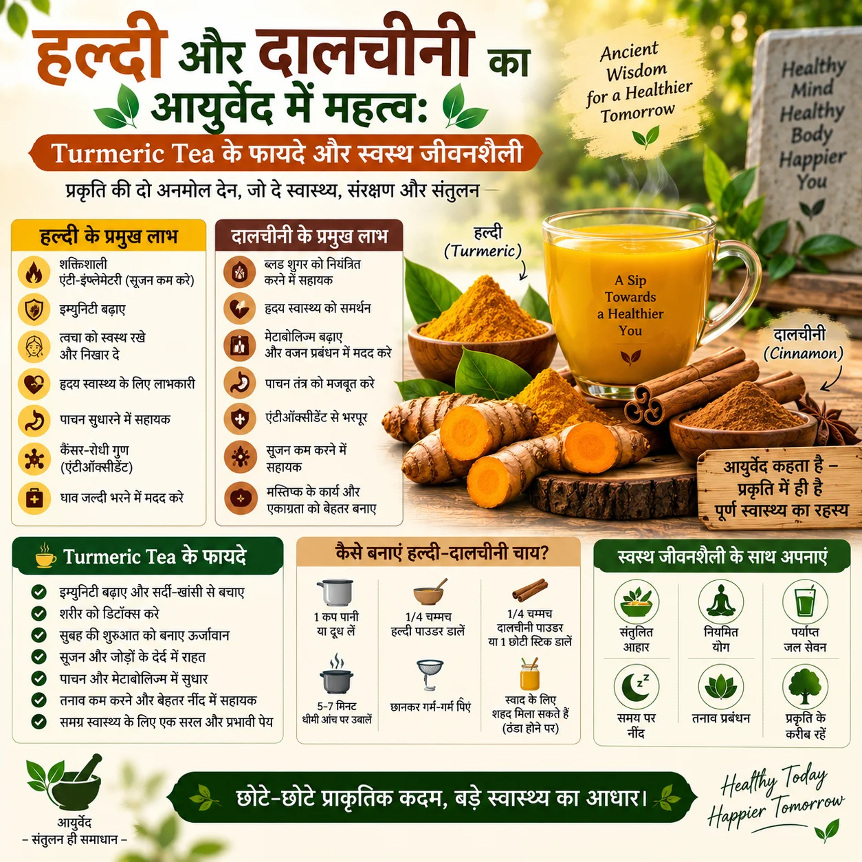 हल्दी और दालचीनी का आयुर्वेद में महत्व: Turmeric Tea के फायदे और स्वस्थ जीवनशैली