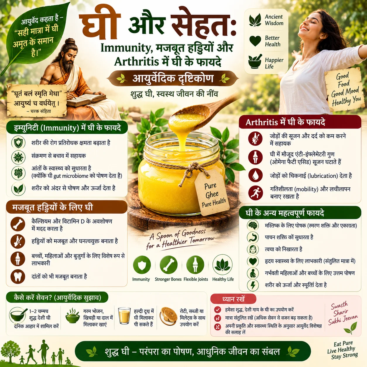 घी और सेहत: Immunity, मजबूत हड्डियों और Arthritis में घी के फायदे | आयुर्वेदिक दृष्टिकोण